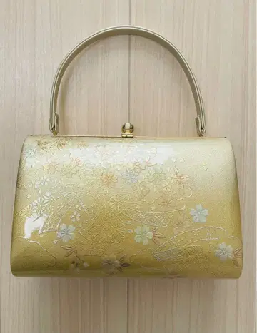 [ 미사용 새상품 ] 일본 의류용 백 꽃무늬 골드