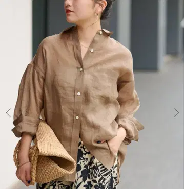 린넨 브라운 긴팔 셔츠