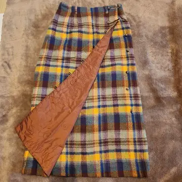 롱 스커트 랩 체크 무늬 M 사이즈