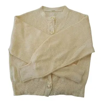 미라 오웬 골드 버튼 니트 가디건 아이보리