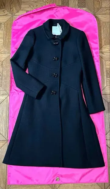 케이트 스페이드 롱 코트 리본 울 A라인 블랙 M 사이즈