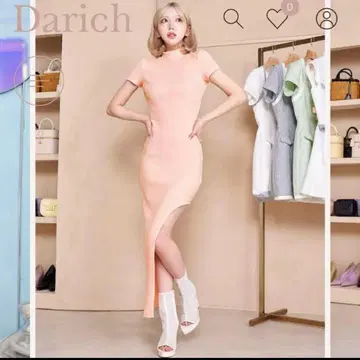 다리치 아지메 타이트 리브 반팔 원피스