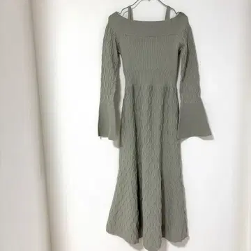 미사용 원피스 오프숄더 카키 롱 원피스 니트 원피스