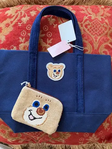 러브러리 바이 페이러 올드 테디 와펜 토트 L자 지퍼 파우치 새상품