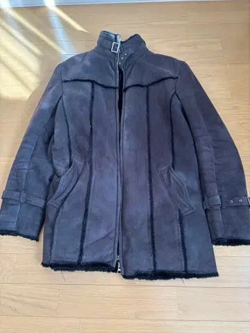 [ kansai ] 다크 그레이 스웨이드 롱 자켓