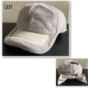 배송비 포함 새상품 2WAY 리본 탈부착 스웨이드 퍼 캡 CAP G