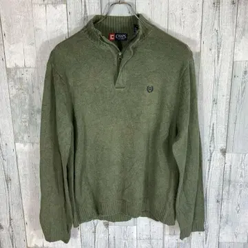 CHAPS 올리브 그린 남성용 M 사이즈 집업 니트