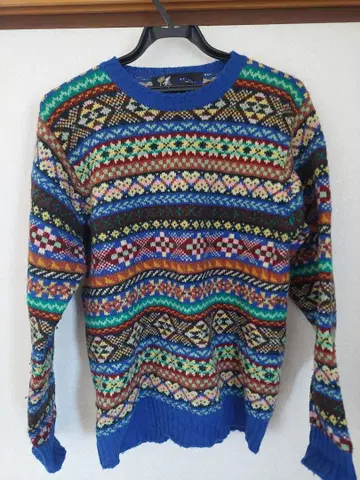 FAT SKINNY 멀티 컬러 기하학 패턴 니트 스웨터