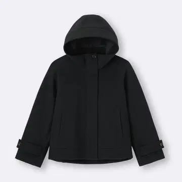 코지 멜톤 숏 후디 코트 블랙 M 사이즈