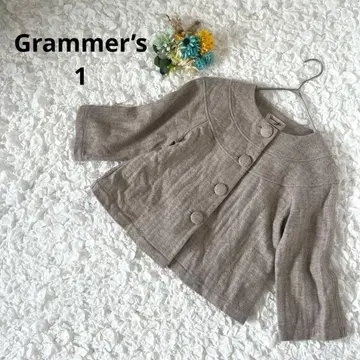 글래머 노카라 숏 자켓 울 혼방 헤링본 7부 소매 1