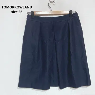 울 블렌드 네이비 플레어 스커트 턱 후 지퍼 i863