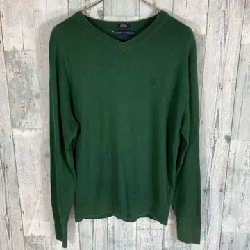 TOMMY HILFIGER 다크 그린 남성용 M 사이즈 V넥 니트