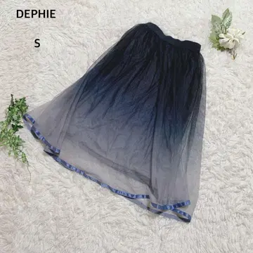 스커트 플레어 튤 허리밴딩 그라데이션 화려한 엘레강트 S