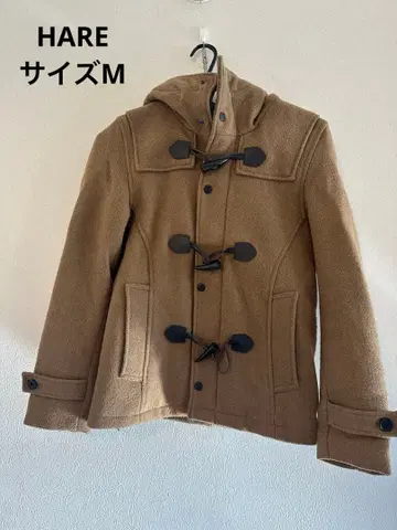 HARE 베이지 더플 코트 울 혼방