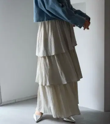 TRIANGLE PALETTE 아지메 티어드 롱 스커트