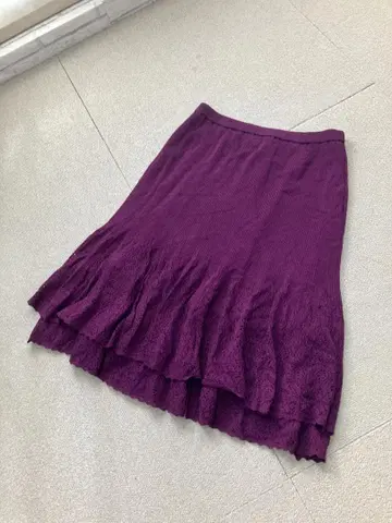 (K11383) 에포카 레이스 니트 티어드 스커트 40