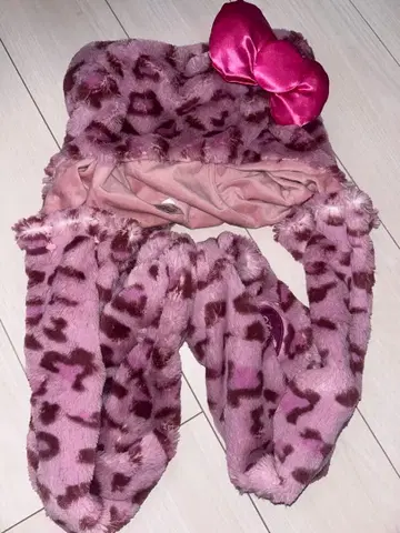 유니버셜 헬로키티 레오파드 무늬 머플러 햇