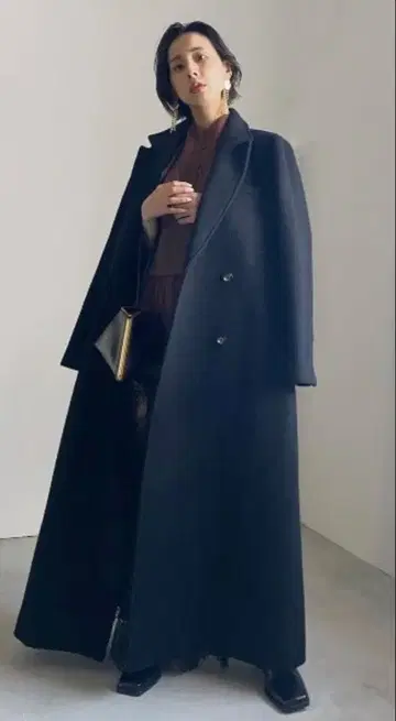 AMERI Vintage 백 플리츠 롱 코트 M