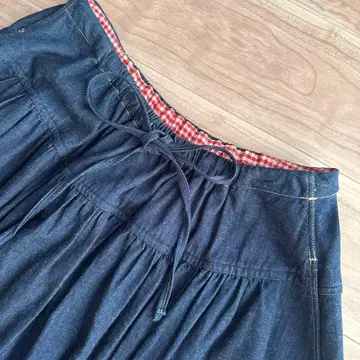 45R 셔츠 데님 이지 개더 스커트 진한 색상 프리 사이즈