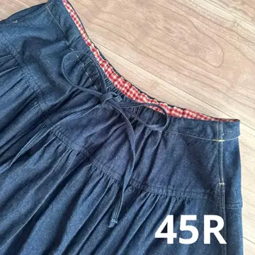 새상품 45R 셔츠 데님 이지 개더 스커트 진한 색상 프리 사이즈 인디고