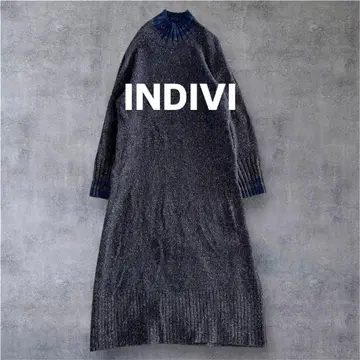 [ 새상품급 ] INDIVI 터틀넥 니트 롱 원피스 일본제