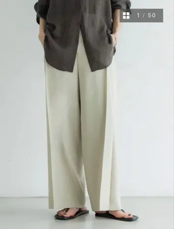 crewre 크루레 사이드 턱 슬라브 와이드 팬츠 아이보리 ivory 2