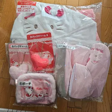 헬로키티 제일복권 룸슈즈 파우치 백참 세트