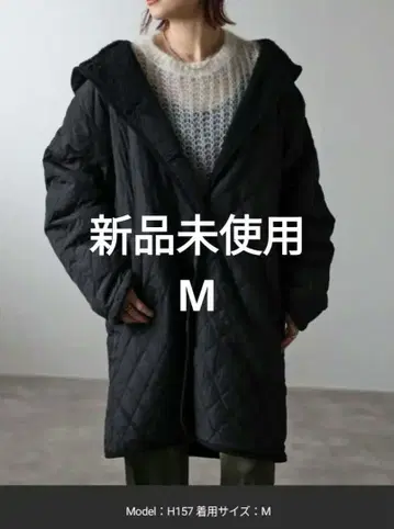 미사용 새상품 후드 부착 보아 안감 퀼팅 코트 M 사이즈 블랙