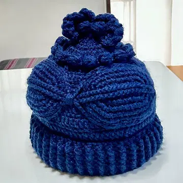 도우 모자 네이비 차광기 도우 니트 모자