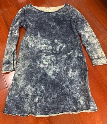 RHC 데님 조 네이비 나염 긴팔 원피스