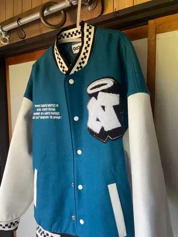 9090 바시티 자켓 L 사이즈 터콰이즈