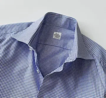 마리아 산탄젤로 와이드 칼라 깅엄 체크 코튼 셔츠 40