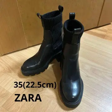 ZARA 힐 트랙 밑창 포함 삭스 스타일 앵클부츠 통굽
