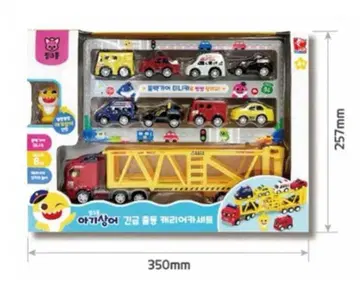 베이비 샤크 피규어 포함 Full back gear 미니카 8대