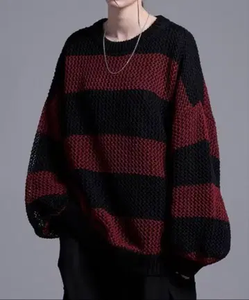 Loose 루스 볼륨 슬리브 시어 메쉬 오버 니트