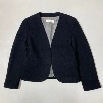 Ballsey 보르지 울 트위드 노카라 자켓 38 블랙