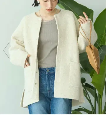 아메리칸 홀릭 W 페이스 래글런 니트 코디 가디건