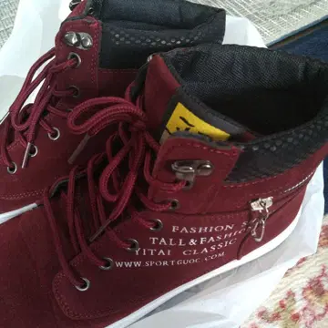 XIUXIAN SHOES 버건디 하이컷 스니커즈