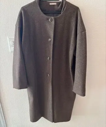 작은 키 mil 노카라 롱 코트 chiii S 사이즈 브라운