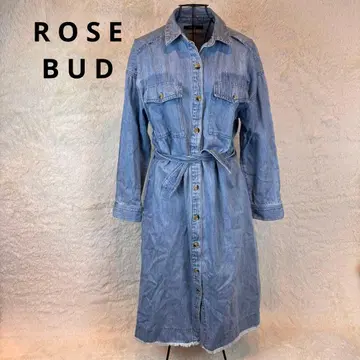 ROSE BUD F 데님 셔츠 원피스 벨트 포함 데미지 진 계열