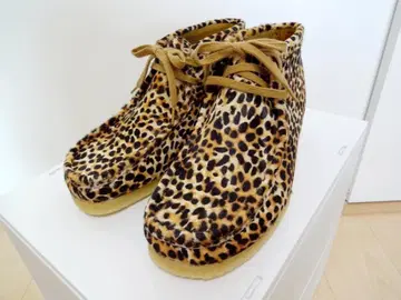 미사용 새상품 Clarks Wallabee 레오파드 UK 7 왈라비 부츠