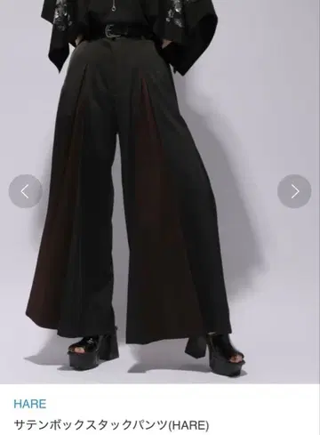 HARE 새틴 박스 턱 팬츠 블랙