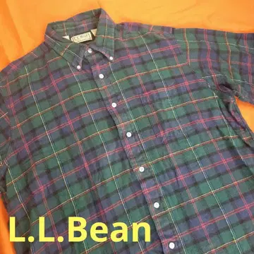 80's 빈티지 L.L.Bean 코튼 플란넬 셔츠 그린 구제 의류 XL