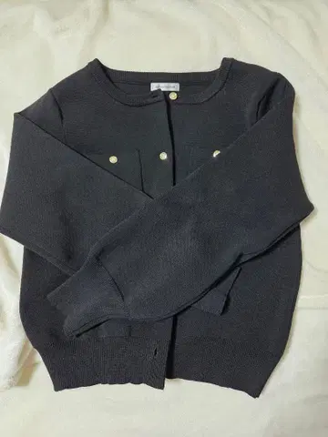 natural couture 폴리 니트 금장 버튼 포켓 가디건