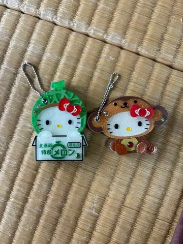 헬로키티 멜론과 원숭이 아크릴 키링