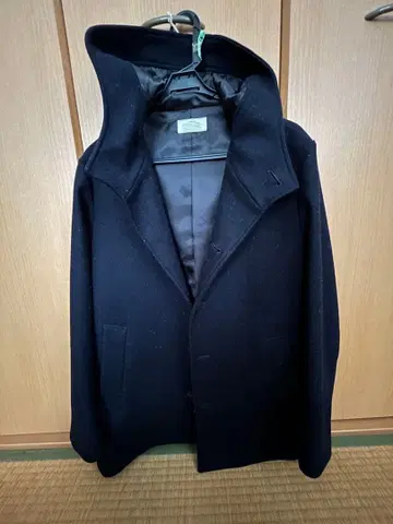 relume 후드 부착 네이비 울 코트 MS