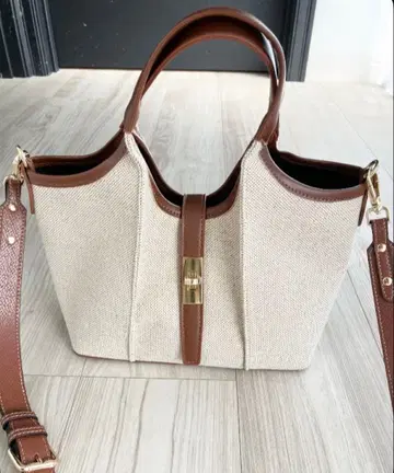 [ 새상품 ] 캔버스 숄더백 베이지 브라운