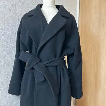 미라 오웬 벨티드 롱 가운 코트 블랙 프리 사이즈