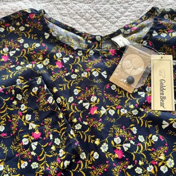 [택 포함] 크로커다일 셔츠 풀오버 꽃무늬 네이비