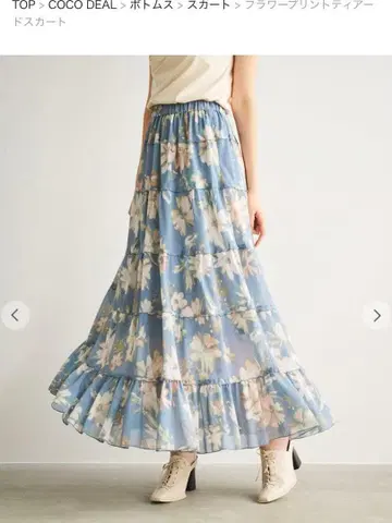 [ 25SS ] 코코딜 플라워 프린트 캉캉 스커트